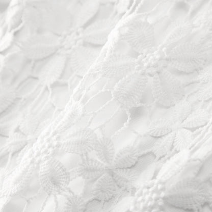 White 3D Floral Lace Off-Shoulder Dress | Elegant Bodycon Midi | Wedding Guest Bridal Shower Dress