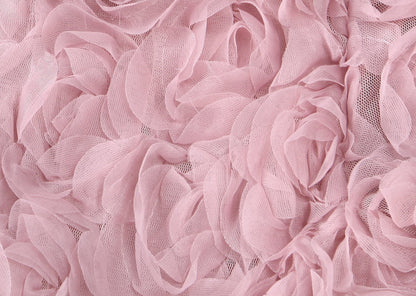 3D Rose Lace Faux Two-Piece Midi Dress with Pearl Button Belt - Wedding Guest - MSHIGHBEAUTY