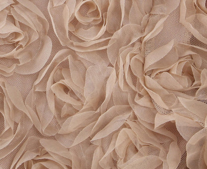 3D Rose Lace Faux Two-Piece Midi Dress with Pearl Button Belt - Wedding Guest - MSHIGHBEAUTY