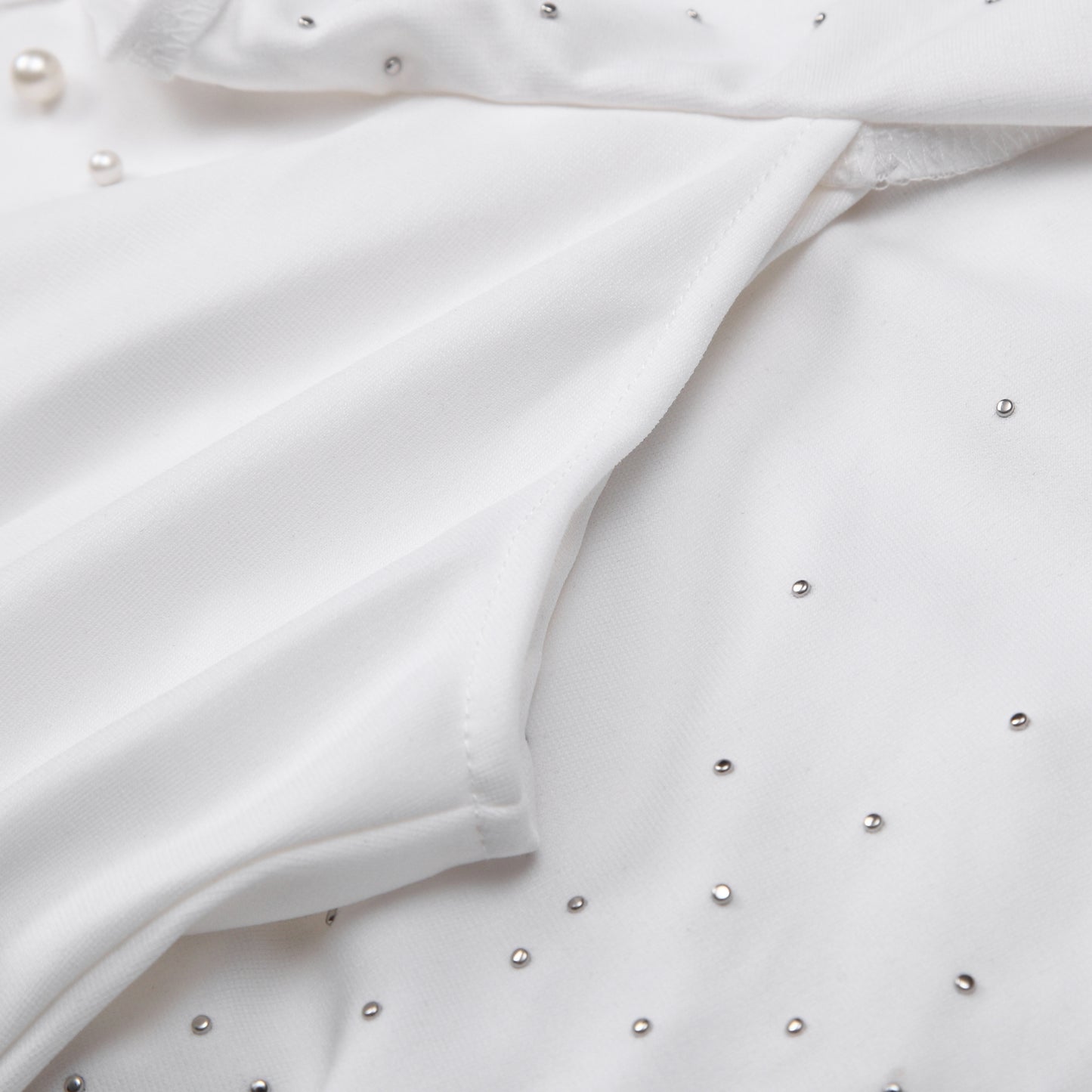 Elegant Pearl Rhinestone Ruffle Dress | 3 Colors | Mesh Sleeve Wedding Guest Party Dress