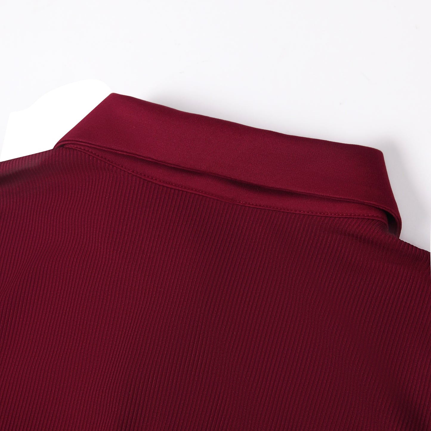 Turn-down Collar Knit Dress | White Ribbed Texture | Side Button Detail