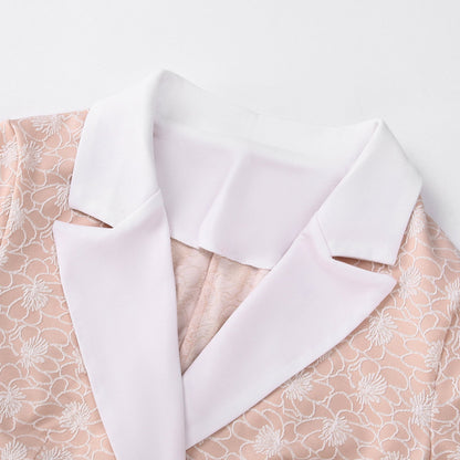 Crop Blazer and Pleated Skirt Two-Piece Set - Elegant Occasion Outfit - MSHIGHBEAUTY