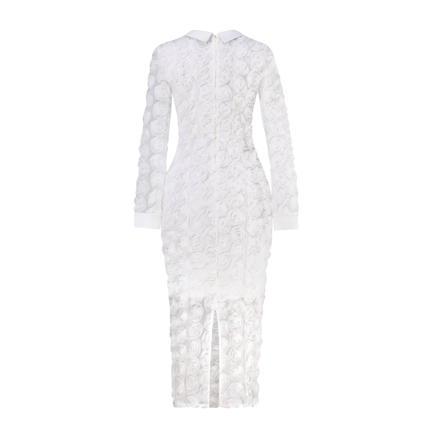 3D Rose Lace Faux Two-Piece Dress | 3 Colors | Pearl Button Belted Wedding Guest Dress