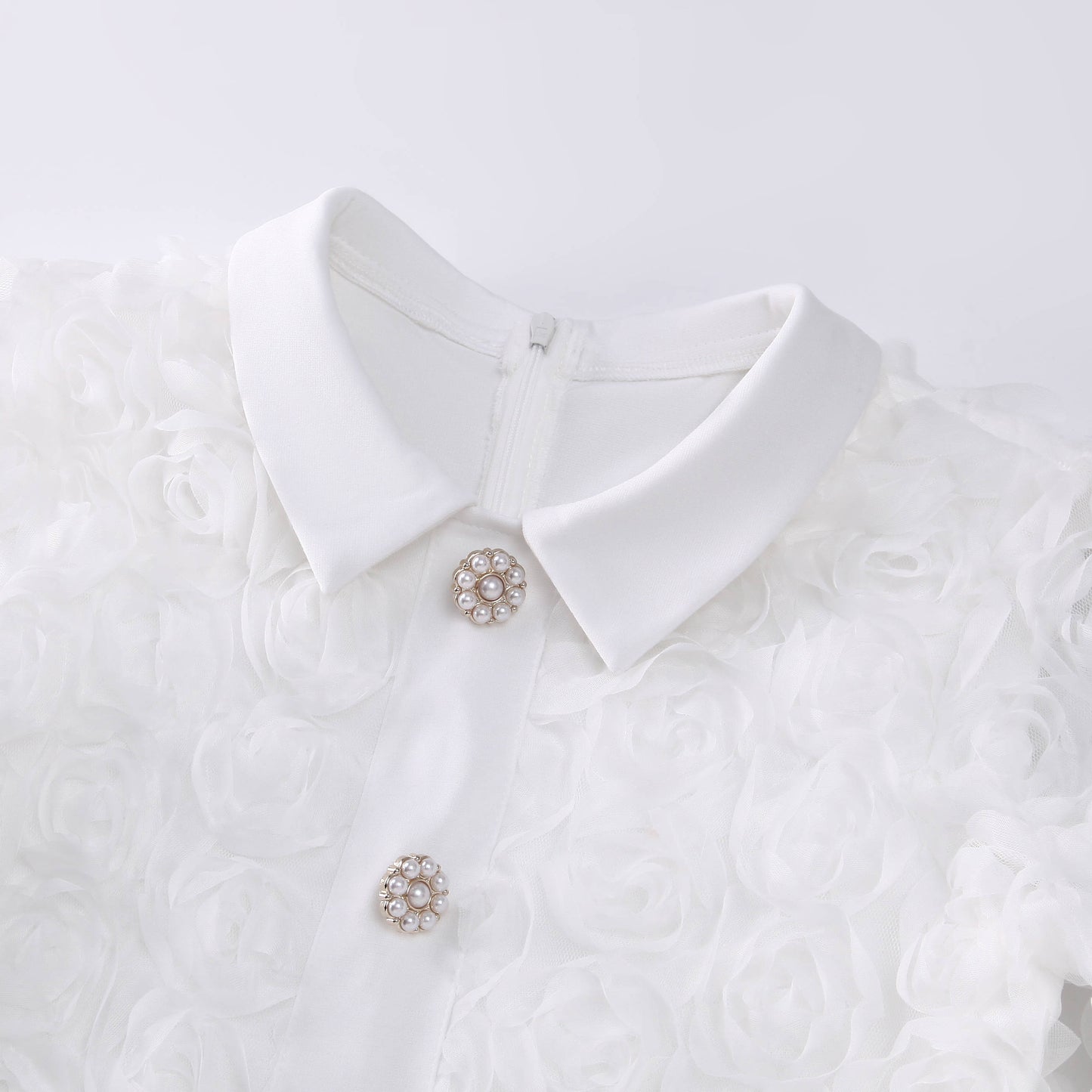 3D Rose Lace Faux Two-Piece Dress | 3 Colors | Pearl Button Belted Wedding Guest Dress