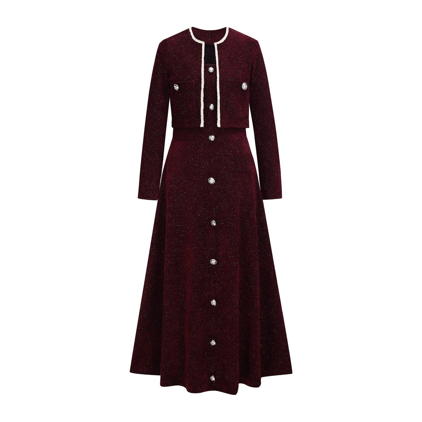 Chanel Style Two Piece Set | 2 Colors | Tweed Jacket + Slip Dress Elegant Suit