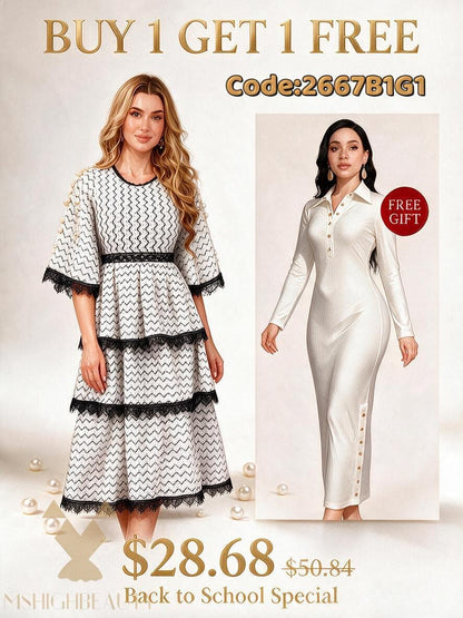 Color Block Peter Pan Collar A-Line Midi Dress - Vintage Office Style - MSHIGHBEAUTY