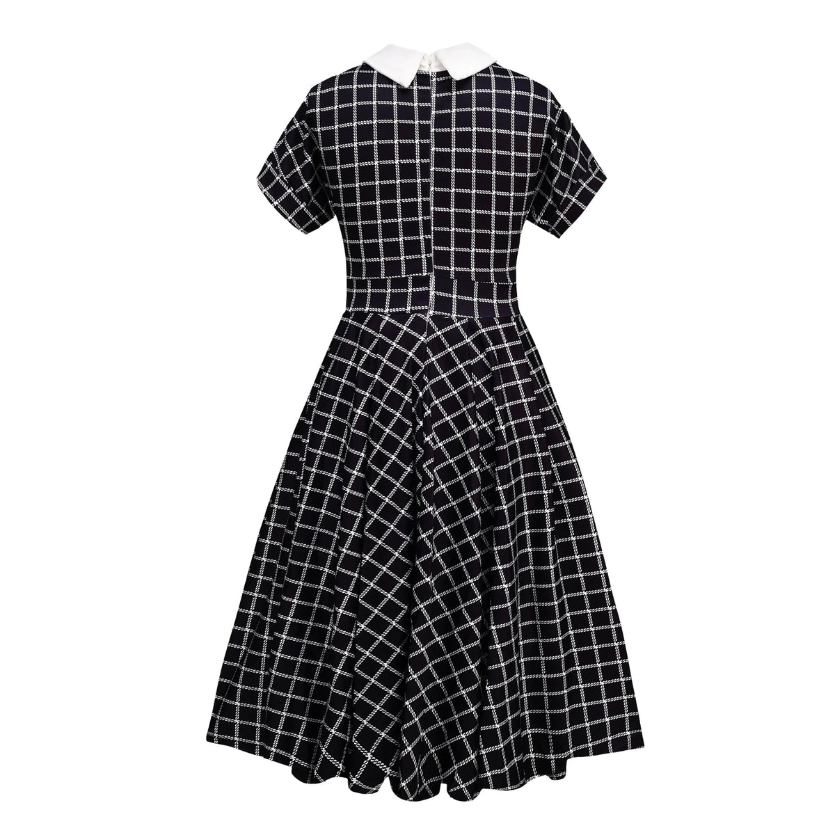Plaid Shirt Dress with Pearl Buttons - Black Checkered Button Down Midi Dress - MSHIGHBEAUTY