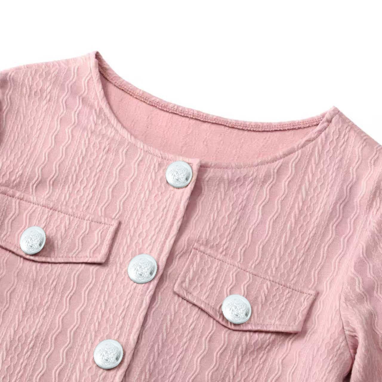 Textured Knit Button Front Long Sleeve Midi Dress - MSHIGHBEAUTY