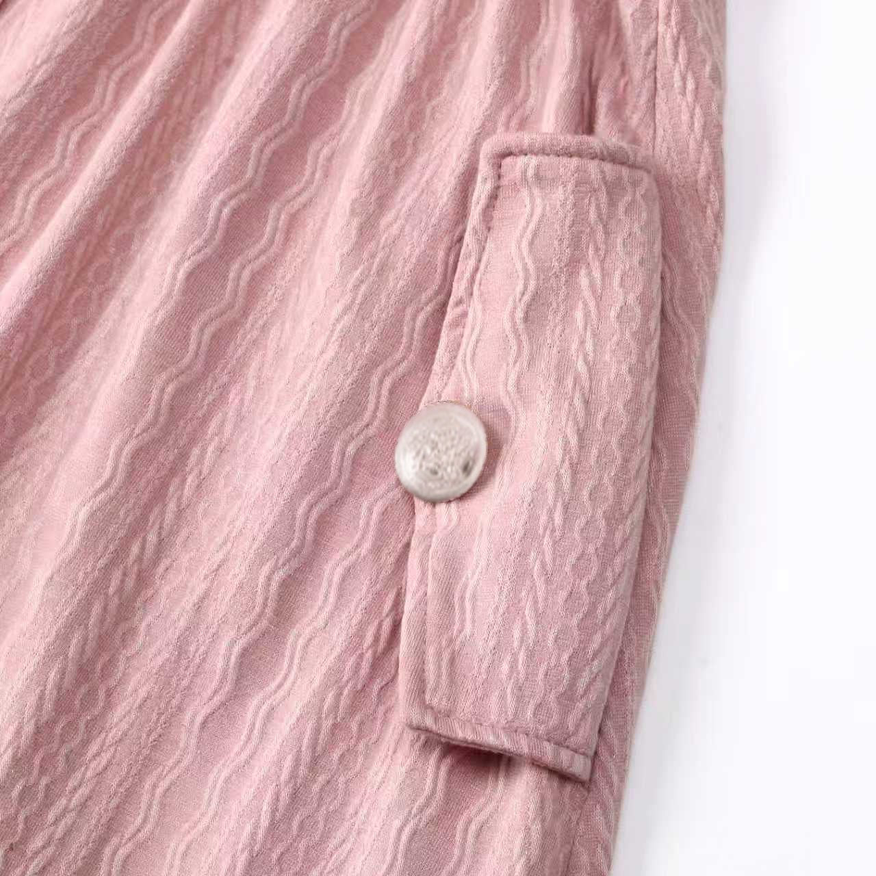 Textured Knit Button Front Long Sleeve Midi Dress - MSHIGHBEAUTY