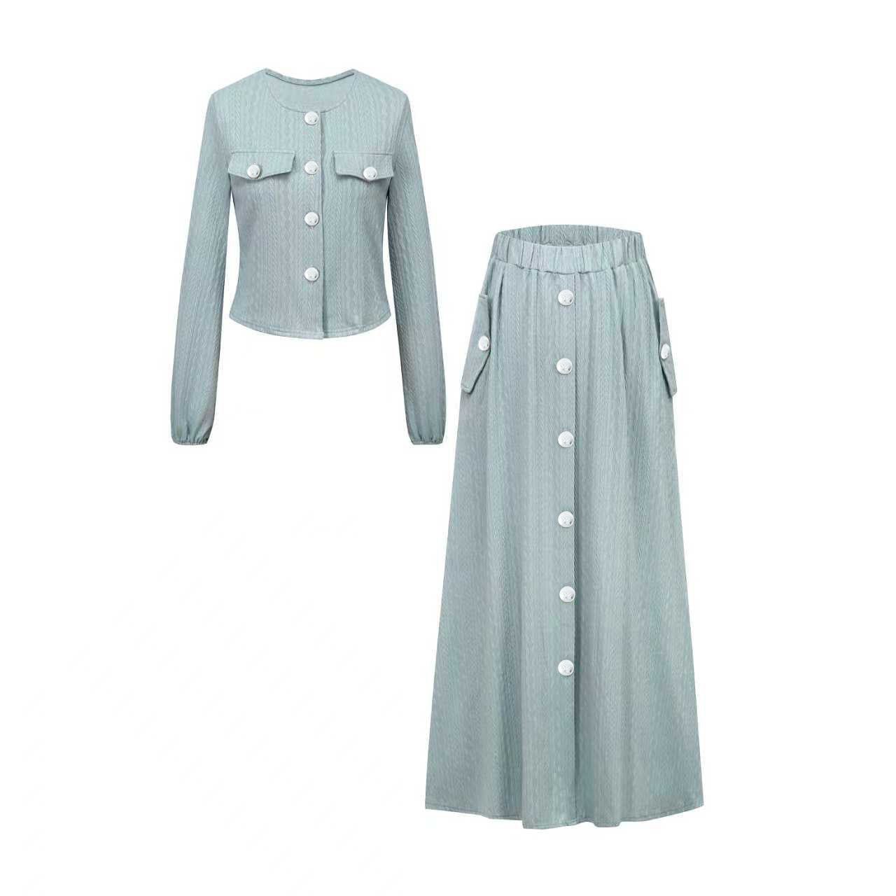 Textured Knit Button Front Long Sleeve Midi Dress - MSHIGHBEAUTY