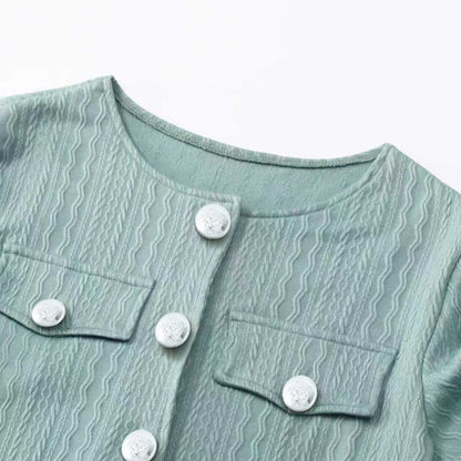 Textured Knit Button Front Long Sleeve Midi Dress - MSHIGHBEAUTY