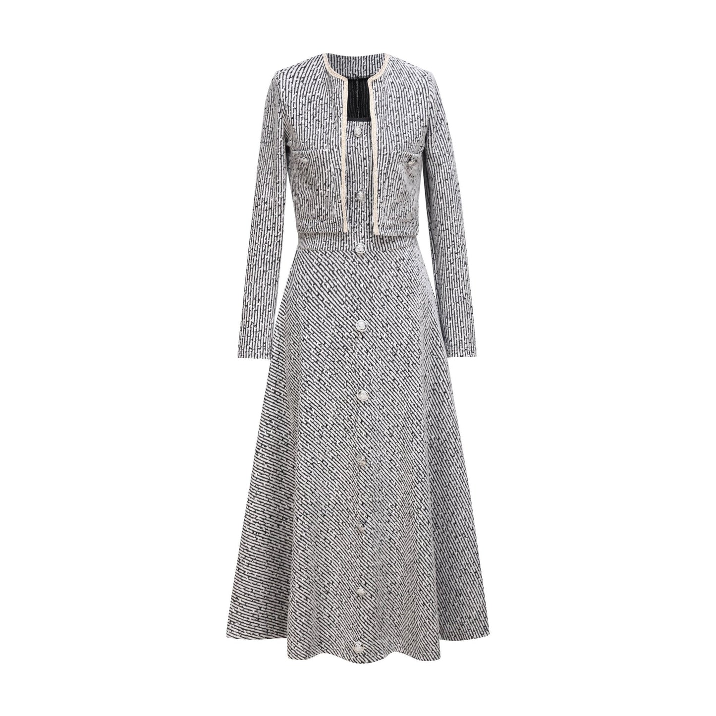 Tweed Jacket and Slip Dress Two-Piece Set - Elegant Occasion Suit - MSHIGHBEAUTY