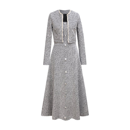 Tweed Jacket and Slip Dress Two-Piece Set - Elegant Occasion Suit - MSHIGHBEAUTY