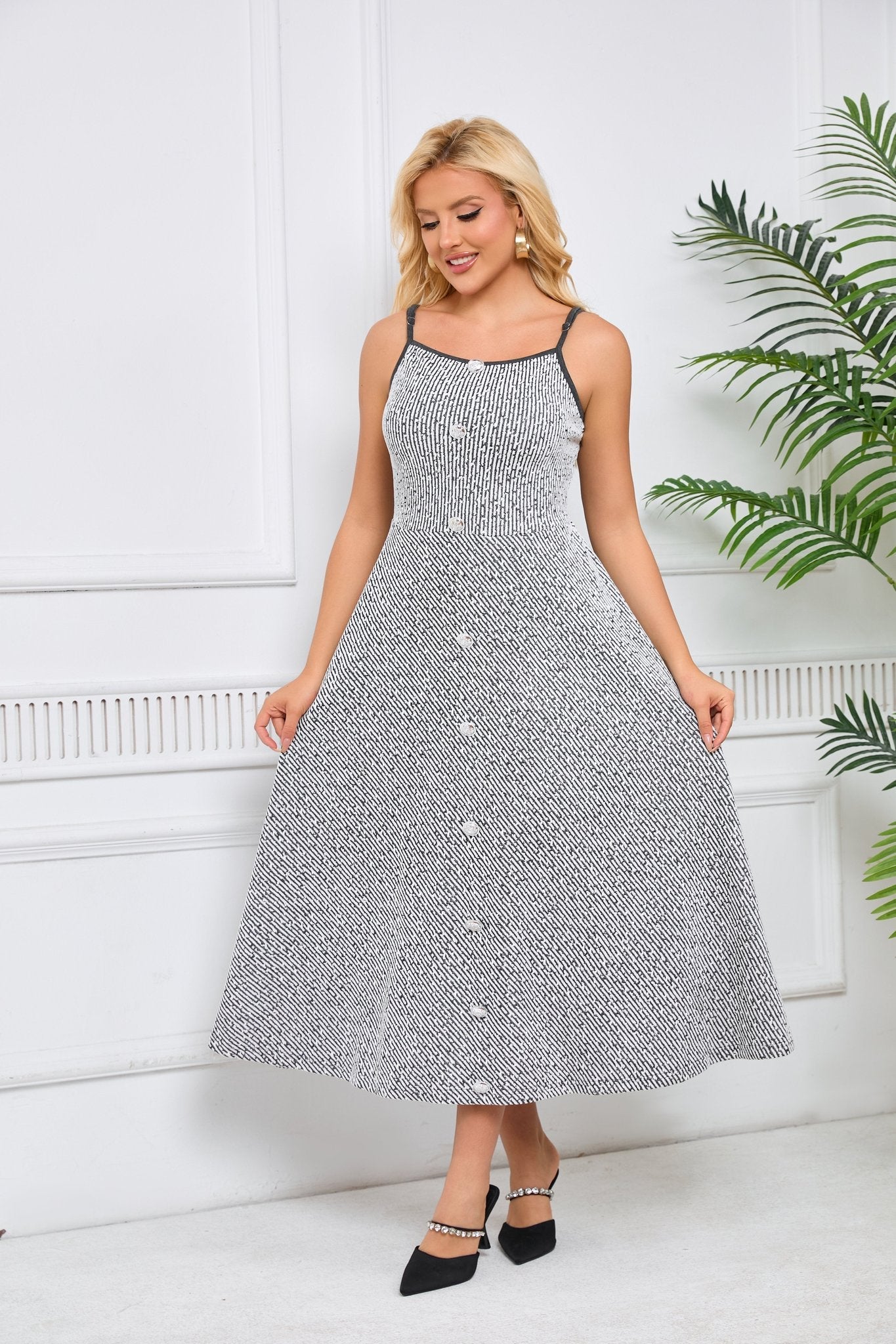 Tweed Jacket and Slip Dress Two-Piece Set - Elegant Occasion Suit - MSHIGHBEAUTY