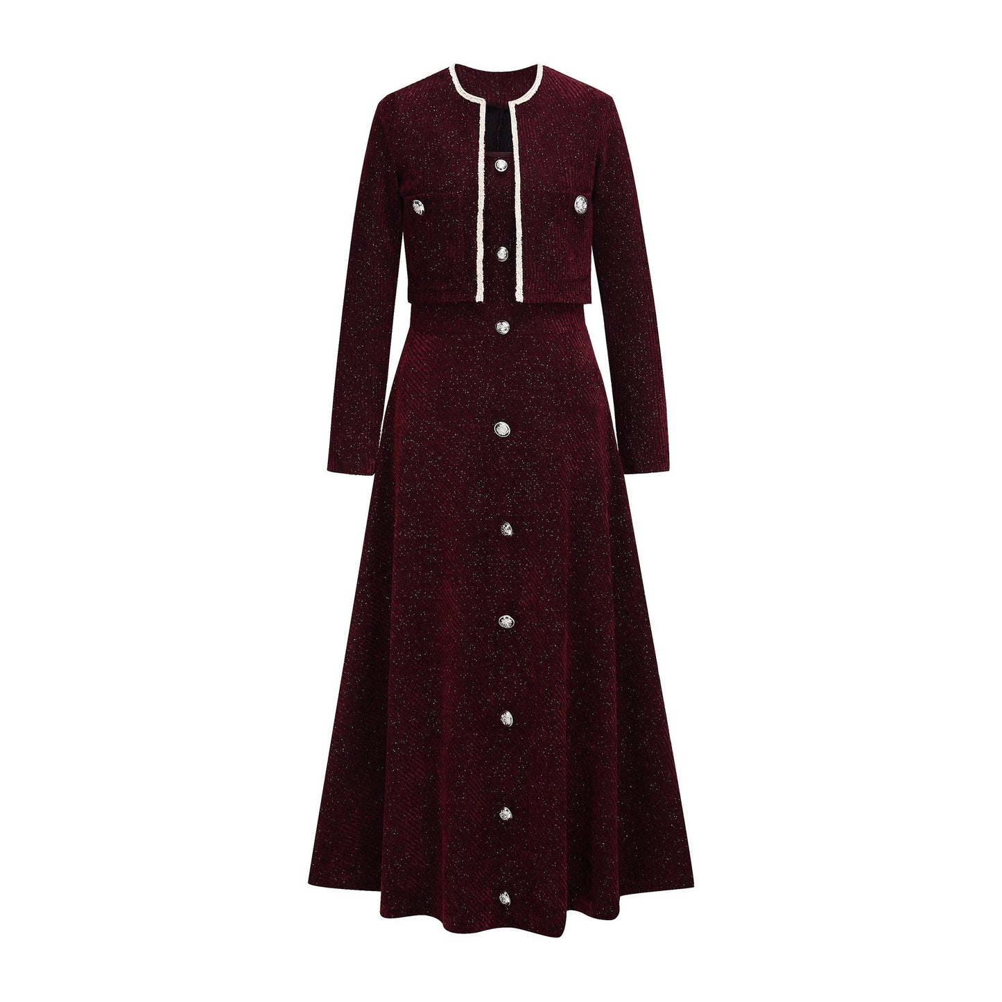 Tweed Jacket and Slip Dress Two-Piece Set - Elegant Occasion Suit - MSHIGHBEAUTY
