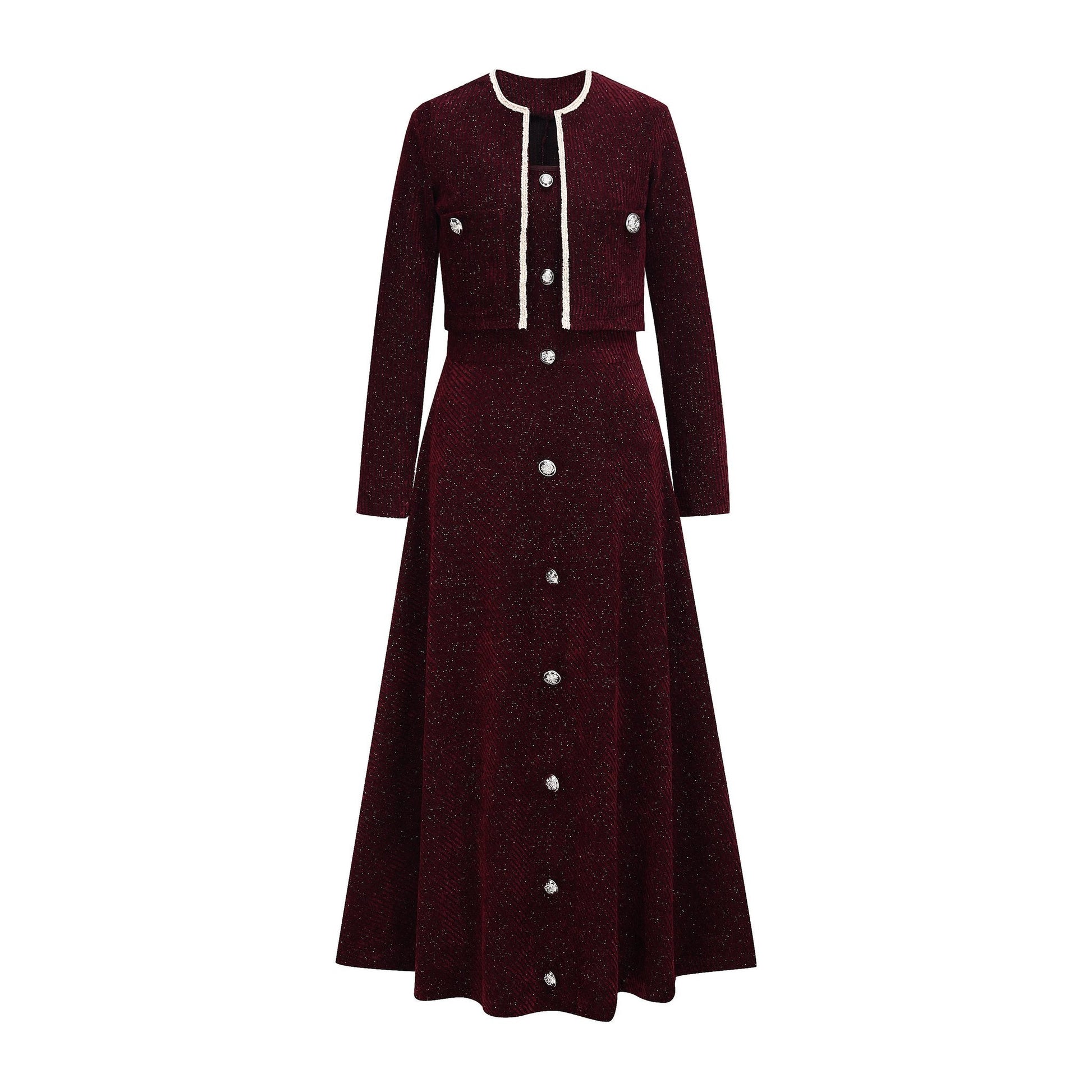 Tweed Jacket and Slip Dress Two-Piece Set - Elegant Occasion Suit - MSHIGHBEAUTY