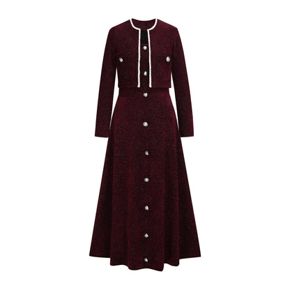 Tweed Jacket and Slip Dress Two-Piece Set - Elegant Occasion Suit - MSHIGHBEAUTY